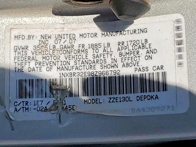 56190076 :رقم المزاد ، 1NXBR32E98Z966792 vin ، 2008 Toyota Corolla مزاد بيع