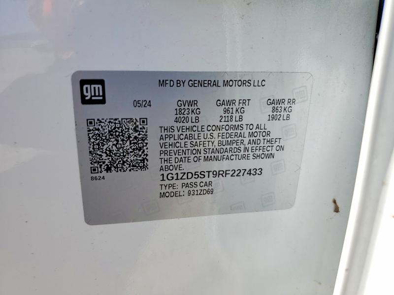 Aukcja sprzedaży 2024 Chevrolet Malibu, vin: 1G1ZD5ST9RF227433, numer aukcji: 56693376
