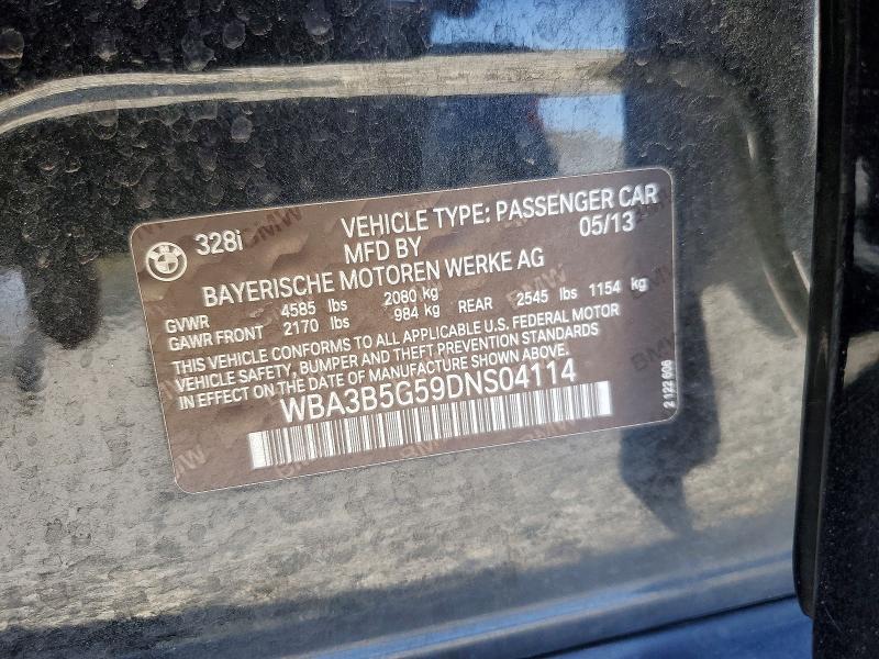 Продажа на аукционе авто 2013 Bmw 328, vin: WBA3B5G59DNS04114, номер лота: 58938216