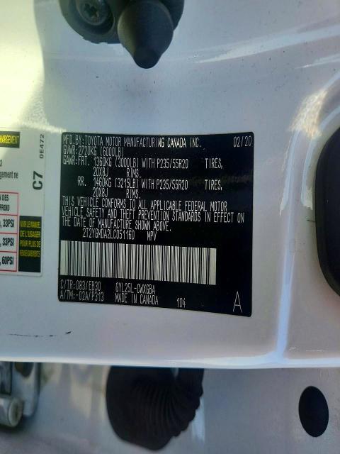 Aukcja sprzedaży 2020 Lexus Rx 350, vin: 2T2YGMDA2LC051160, numer aukcji: 56311256