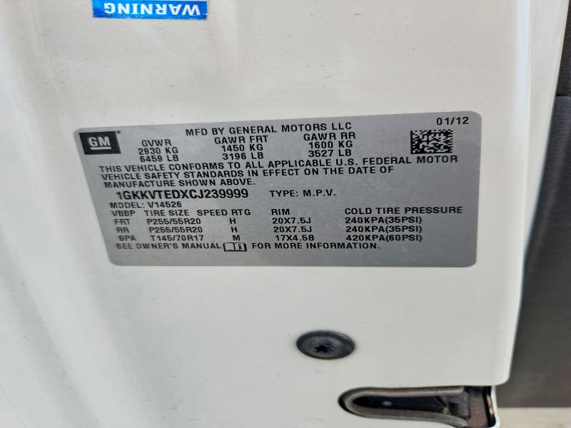 Продажа на аукционе авто 2012 Gmc Acadia, vin: 1GKKVTEDXCJ239999, номер лота: 56689036