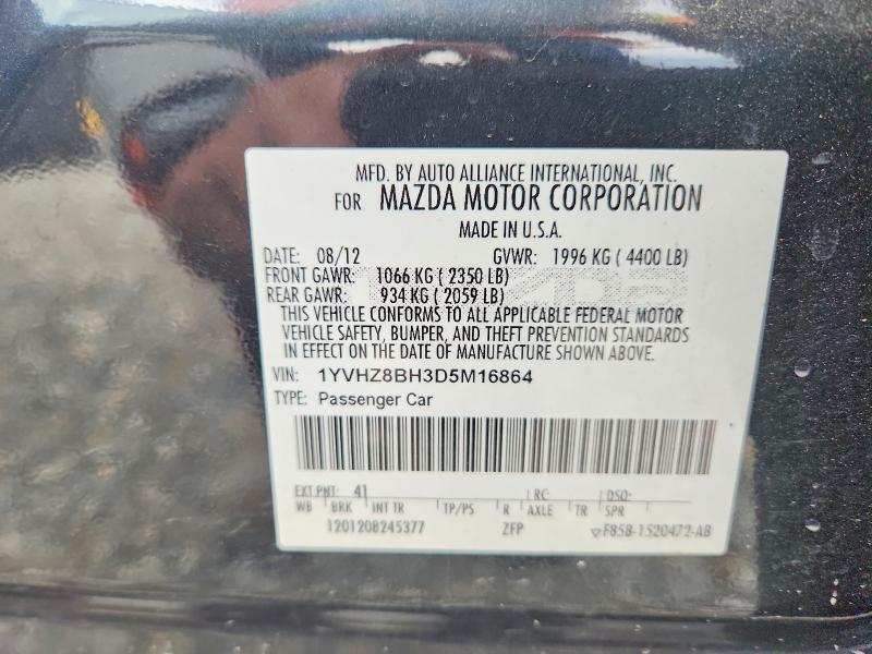 Aukcja sprzedaży 2013 Mazda 6, vin: 1YVHZ8BH3D5M16864, numer aukcji: 55340506
