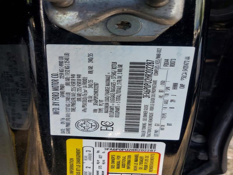 57406766 :رقم المزاد ، 3FA6P0PU2HR202287 vin ، 2017 Ford Fusion مزاد بيع