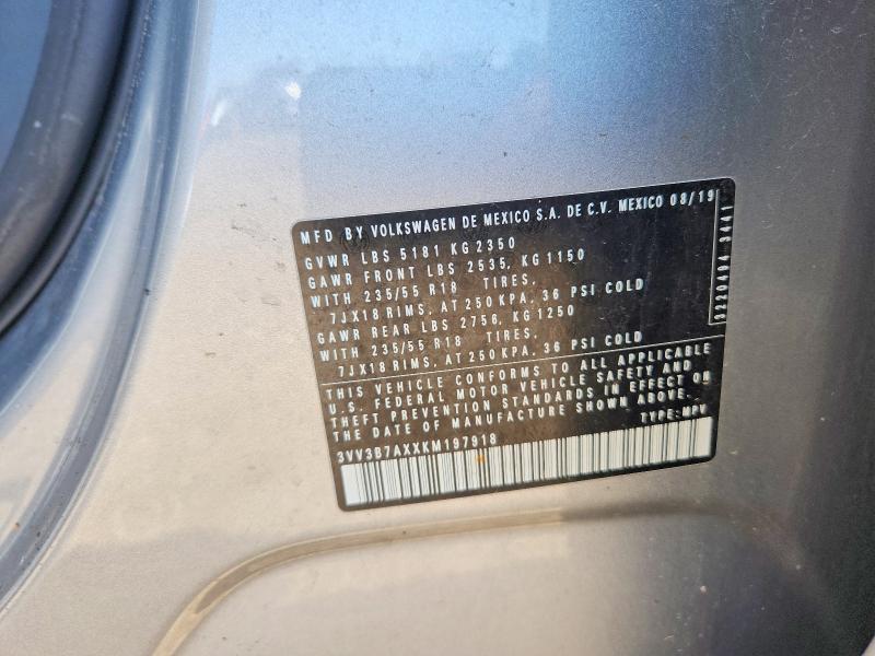 Aukcja sprzedaży 2019 Volkswagen Tiguan, vin: 3VV3B7AXXKM197918, numer aukcji: 58754866