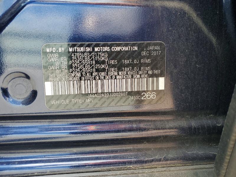 Продаж на аукціоні авто 2018 Mitsubishi Outlander, vin: JA4AD2A39JJ002607, номер лоту: 55961596