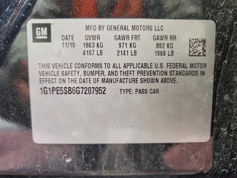 Aukcja sprzedaży 2016 Chevrolet Cruze Limited, vin: 1G1PE5SB6G7207952, numer aukcji: 56998356