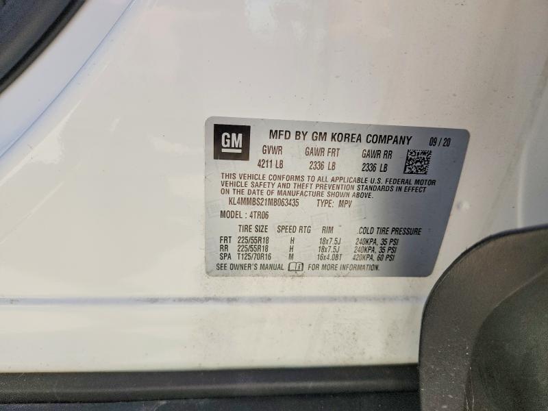 2021 Buick Encore Gx მანქანა იყიდება აუქციონზე, vin: KL4MMBS21MB063435, აუქციონის ნომერი: 57342266