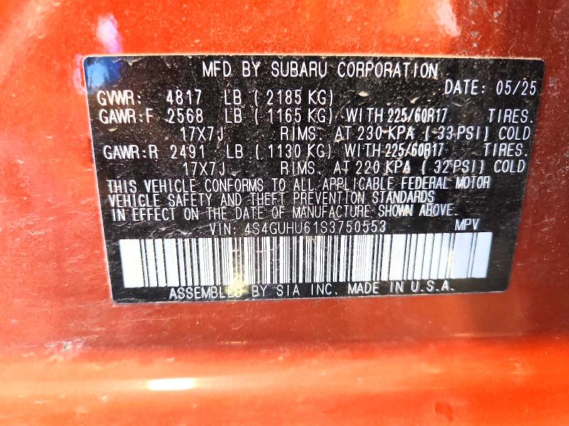 Продажа на аукционе авто 2025 Subaru Crosstrek, vin: 4S4GUHU61S3750553, номер лота: 55923676