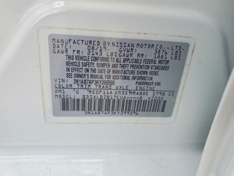 Продажа на аукционе авто 2019 Nissan Sentra, vin: 3N1AB7AP3KY399596, номер лота: 59018136