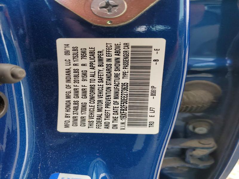 57426806 :رقم المزاد ، 19XFB2F50EE273635 vin ، 2014 Honda Civic مزاد بيع