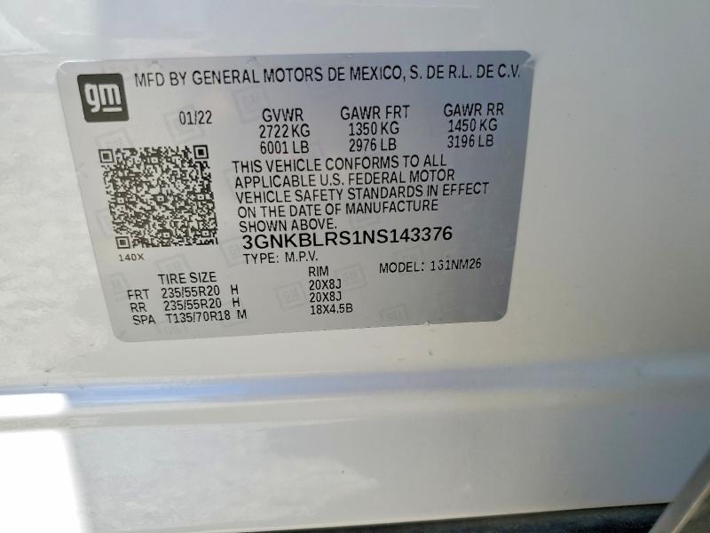 Продажа на аукционе авто 2022 Chevrolet Blazer, vin: 3GNKBLRS1NS143376, номер лота: 59019816