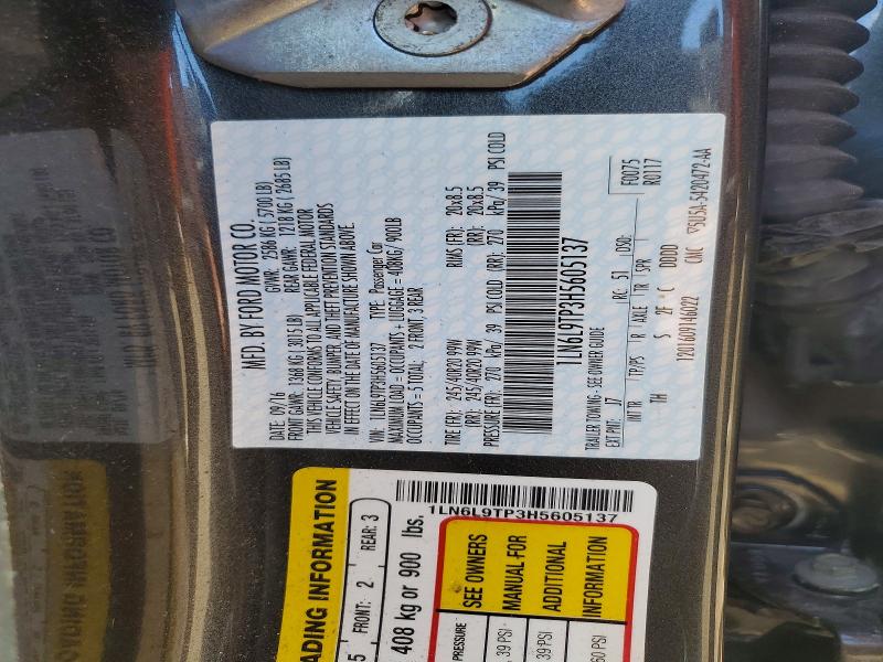 54646546 :رقم المزاد ، 1LN6L9TP3H5605137 vin ، 2017 Lincoln Continental مزاد بيع