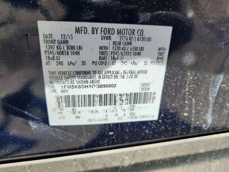 56045716 :رقم المزاد ، 1FM5K8DH1GGB90502 vin ، 2016 Ford Explorer مزاد بيع