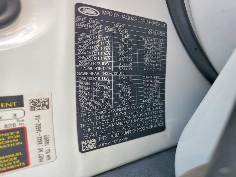 Продажа на аукционе авто 2019 Land Rover Range Rover Velar, vin: SALYL2EX6KA793662, номер лота: 56247986