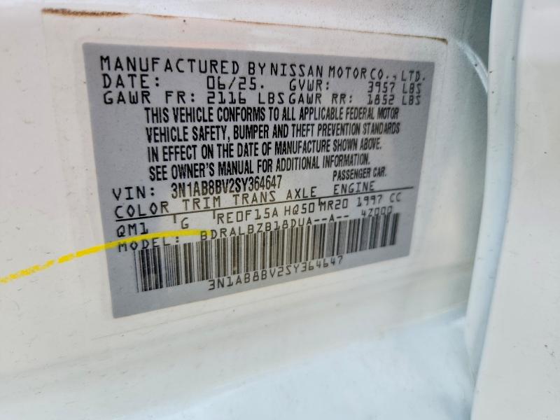 2025 Nissan Sentra მანქანა იყიდება აუქციონზე, vin: 3N1AB8BV2SY364647, აუქციონის ნომერი: 56106906