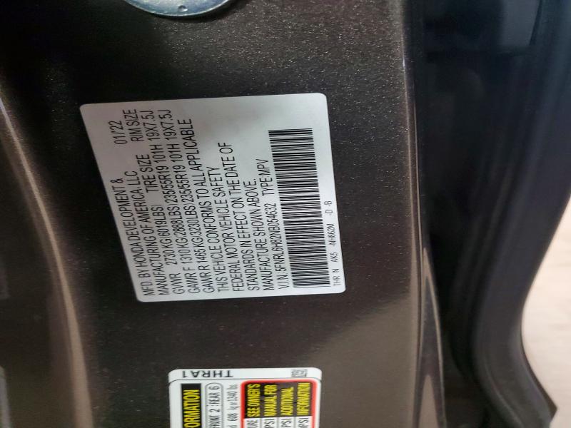 2022 Honda Odyssey მანქანა იყიდება აუქციონზე, vin: 5FNRL6H82NB054632, აუქციონის ნომერი: 55343916