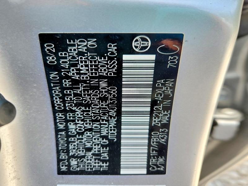 55937856 :رقم المزاد ، JTDEPMAE4MJ137560 vin ، 2021 Toyota Corolla مزاد بيع