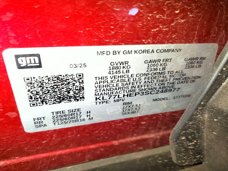 Aukcja sprzedaży 2025 Chevrolet Trax, vin: KL77LHEP3SC248977, numer aukcji: 57409236