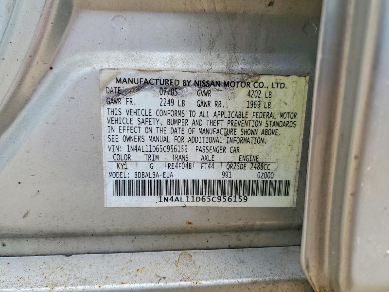 56828986 :رقم المزاد ، 1N4AL11D65C956159 vin ، 2005 Nissan Altima مزاد بيع