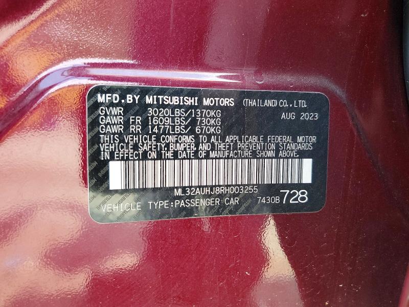 Aukcja sprzedaży 2024 Mitsubishi Mirage, vin: ML32AUHJ8RH003255, numer aukcji: 57118536