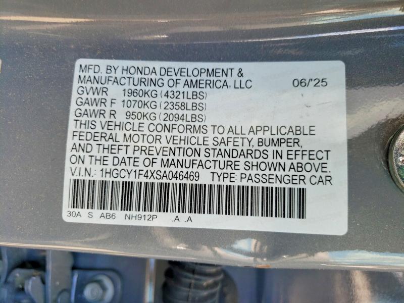 Продажа на аукционе авто 2025 Honda Accord, vin: 1HGCY1F4XSA046469, номер лота: 58004386