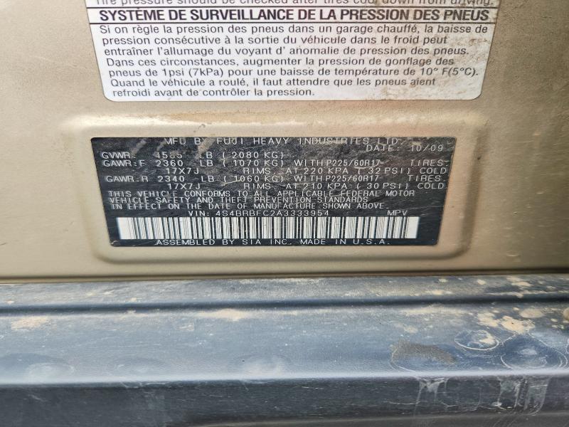57928006 :رقم المزاد ، 4S4BRBFC2A3333954 vin ، 2010 Subaru Outback مزاد بيع