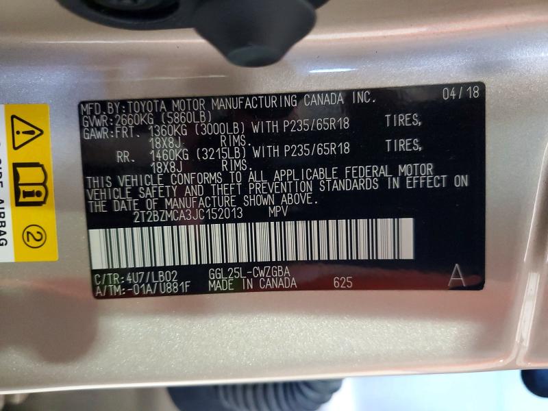 Aukcja sprzedaży 2018 Lexus Rx 350, vin: 2T2BZMCA3JC152013, numer aukcji: 85626925