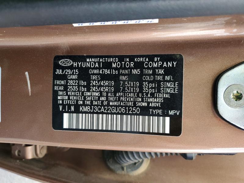 2016 Hyundai Tucson მანქანა იყიდება აუქციონზე, vin: KM8J3CA22GU061250, აუქციონის ნომერი: 57560036