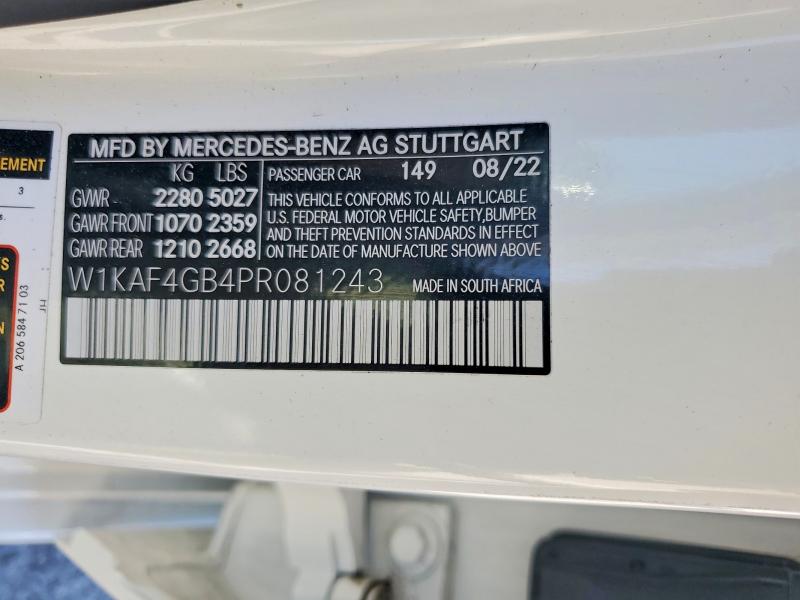 Aukcja sprzedaży 2023 Mercedes-benz C, vin: W1KAF4GB4PR081243, numer aukcji: 57430626