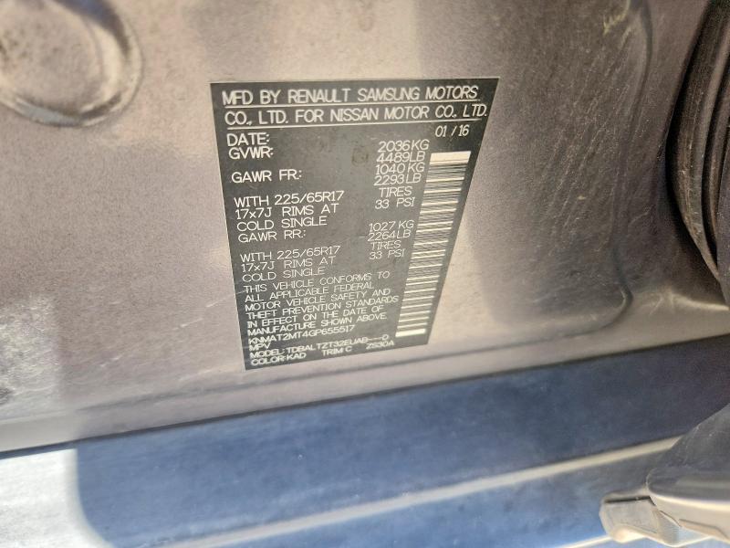 Продаж на аукціоні авто 2016 Nissan Rogue, vin: KNMAT2MT4GP655517, номер лоту: 55746626