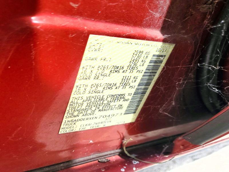 2014 Nissan Frontier მანქანა იყიდება აუქციონზე, vin: 1N6AD0ERXEN704973, აუქციონის ნომერი: 56484216