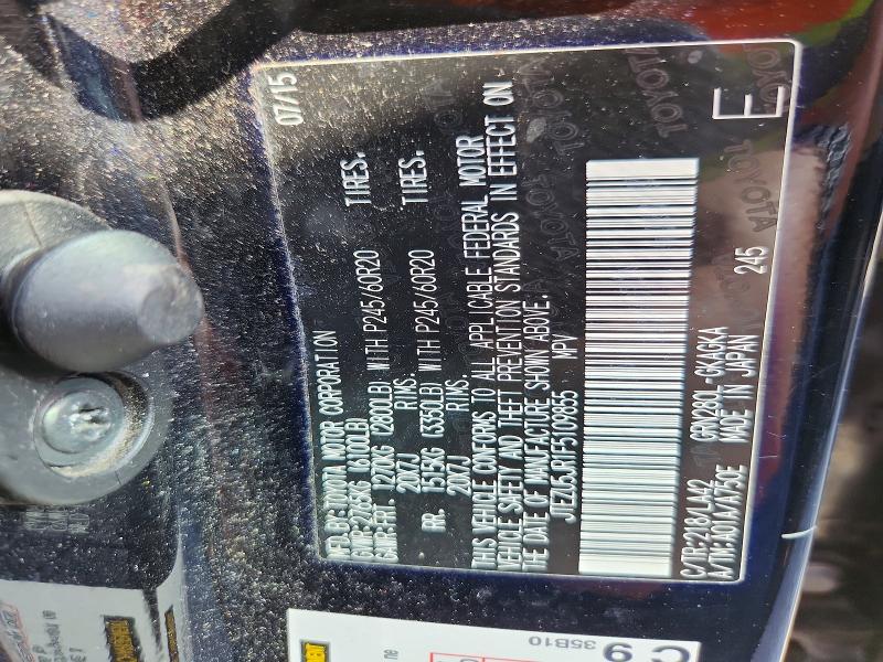 59057456 :رقم المزاد ، JTEZU5JR1F5109855 vin ، 2015 Toyota 4runner مزاد بيع