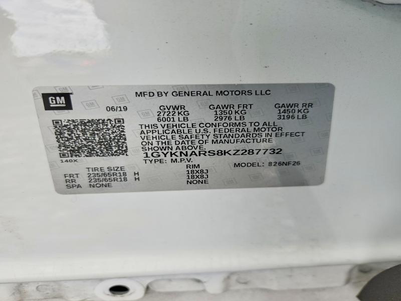 2019 Cadillac Xt5 მანქანა იყიდება აუქციონზე, vin: 1GYKNARS8KZ287732, აუქციონის ნომერი: 56271816