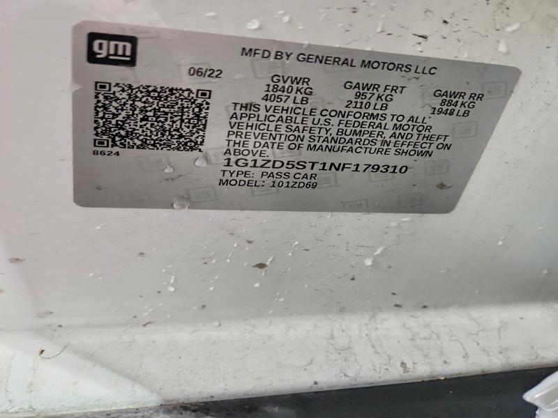 56693446 :رقم المزاد ، 1G1ZD5ST1NF179310 vin ، 2022 Chevrolet Malibu مزاد بيع