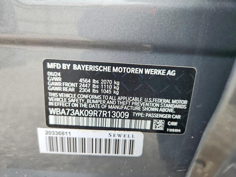 58298896 :رقم المزاد ، WBA73AK09R7R13009 vin ، 2024 Bmw 228xi مزاد بيع