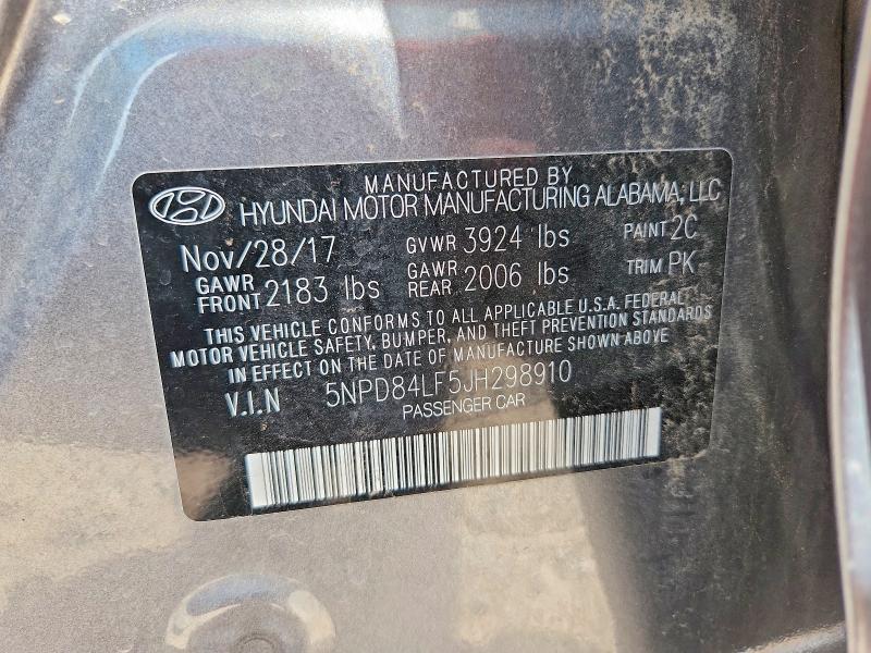 2018 Hyundai Elantra მანქანა იყიდება აუქციონზე, vin: 5NPD84LF5JH298910, აუქციონის ნომერი: 58483286