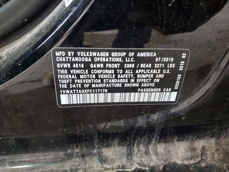 Aukcja sprzedaży 2015 Volkswagen Passat, vin: 1VWAT7A3XFC117179, numer aukcji: 58384836