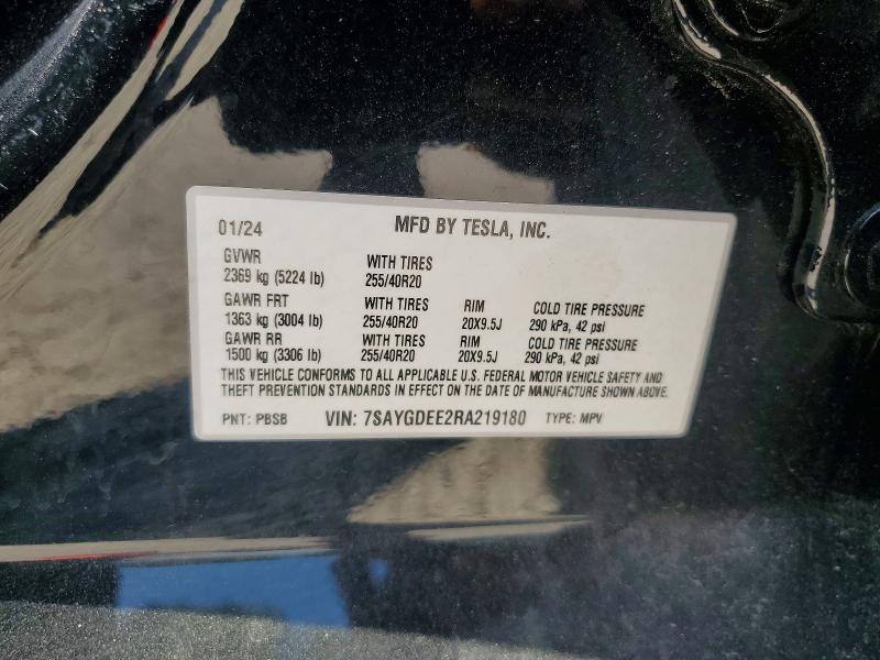 56534546 :رقم المزاد ، 7SAYGDEE2RA219180 vin ، 2024 Tesla Model Y مزاد بيع