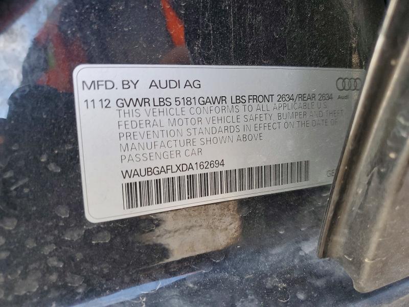 57036306 :رقم المزاد ، WAUBGAFLXDA162694 vin ، 2013 Audi S4 مزاد بيع