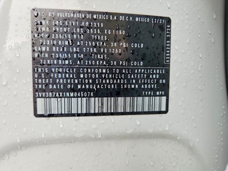 Продажа на аукционе авто 2022 Volkswagen Tiguan, vin: 3VV3B7AX1NM045076, номер лота: 55425236