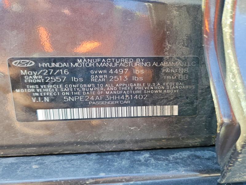 Aukcja sprzedaży 2017 Hyundai Sonata, vin: 5NPE24AF3HH451402, numer aukcji: 58551826