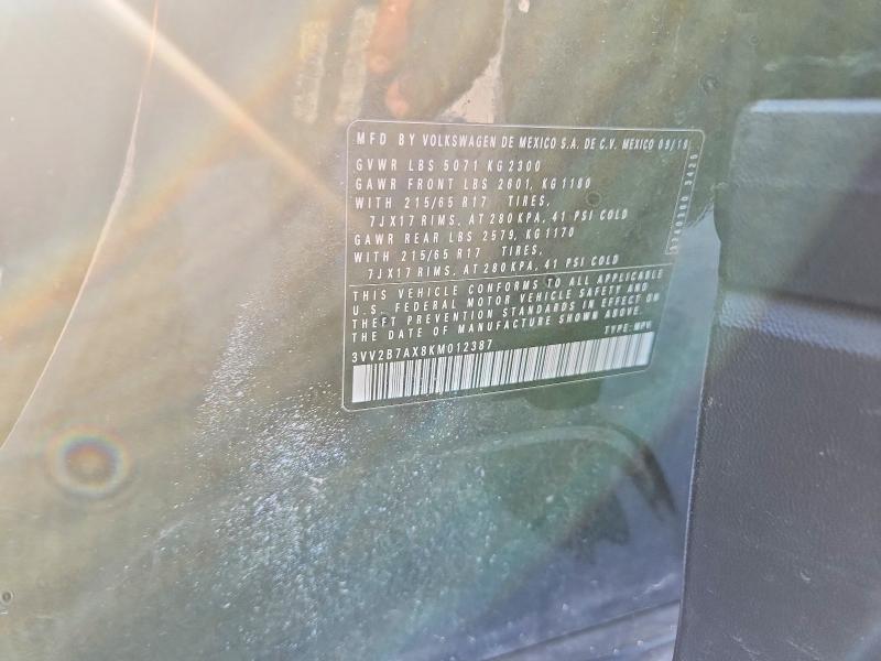 85449275 :رقم المزاد ، 3VV2B7AX8KM012387 vin ، 2019 Volkswagen Tiguan مزاد بيع