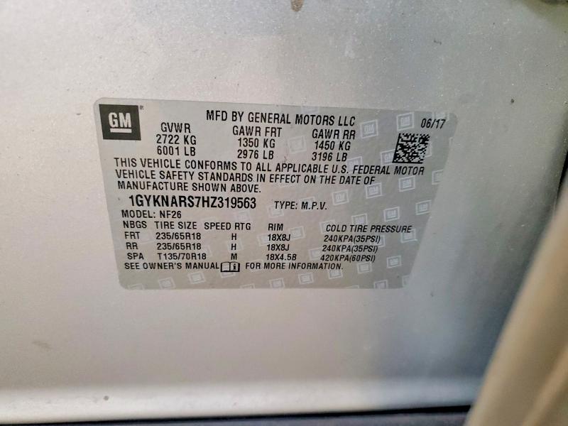 58100856 :رقم المزاد ، 1GYKNARS7HZ319563 vin ، 2017 Cadillac Xt5 مزاد بيع