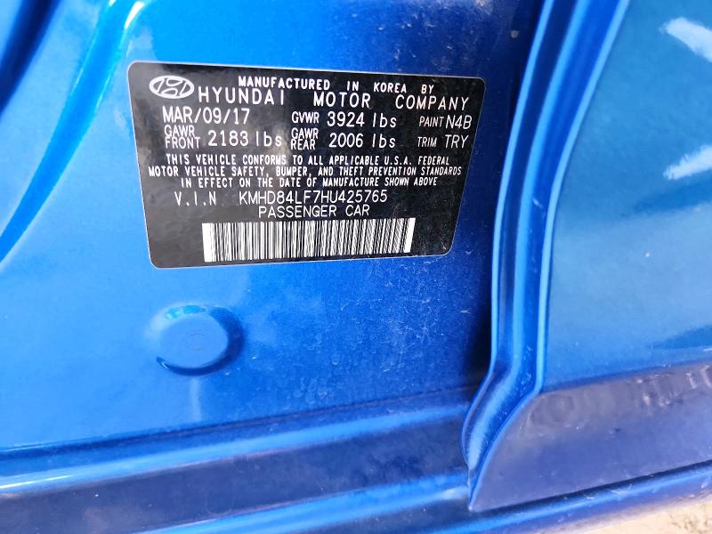 Auction sale of the 2017 Hyundai Elantra, vin: KMHD84LF7HU425765, lot number: 55636736
