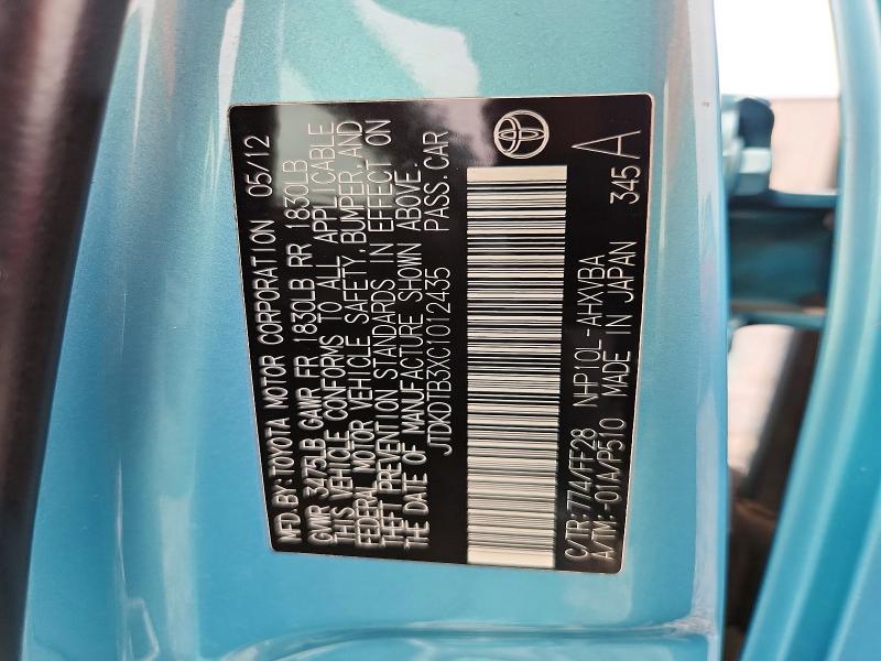 Продажа на аукционе авто 2012 Toyota Prius C, vin: JTDKDTB3XC1012435, номер лота: 56669656