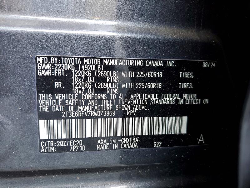Aukcja sprzedaży 2024 Toyota Rav4, vin: 2T3E6RFV7RW073869, numer aukcji: 56454046