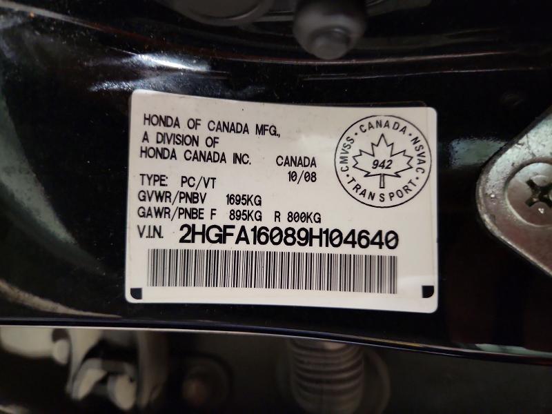Продаж на аукціоні авто 2009 Honda Civic, vin: 2HGFA16089H104640, номер лоту: 58196546