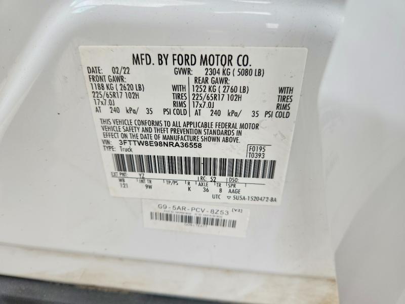 Продаж на аукціоні авто 2022 Ford Maverick, vin: 3FTTW8E98NRA36558, номер лоту: 58357986