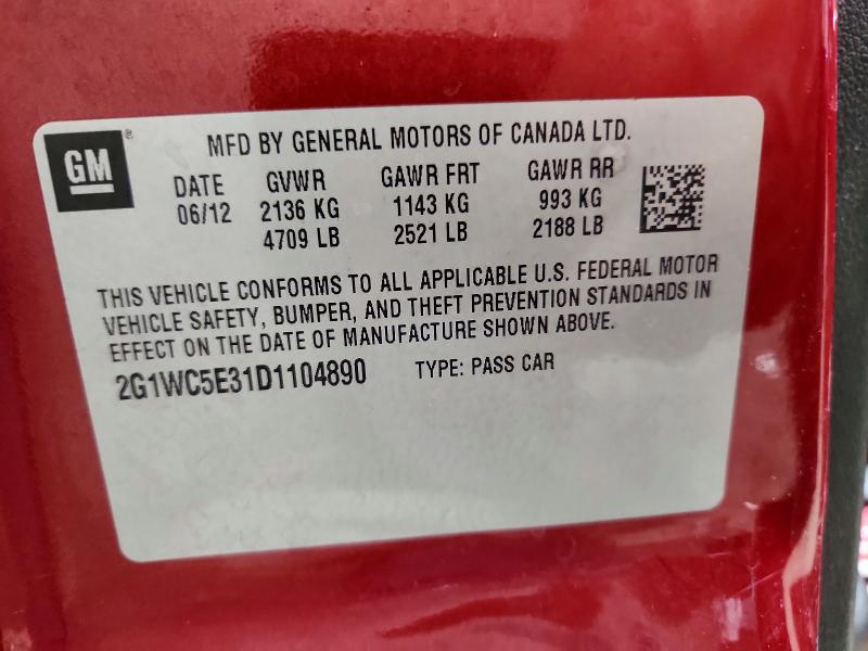 Продаж на аукціоні авто 2013 Chevrolet Impala, vin: 2G1WC5E31D1104890, номер лоту: 56818886