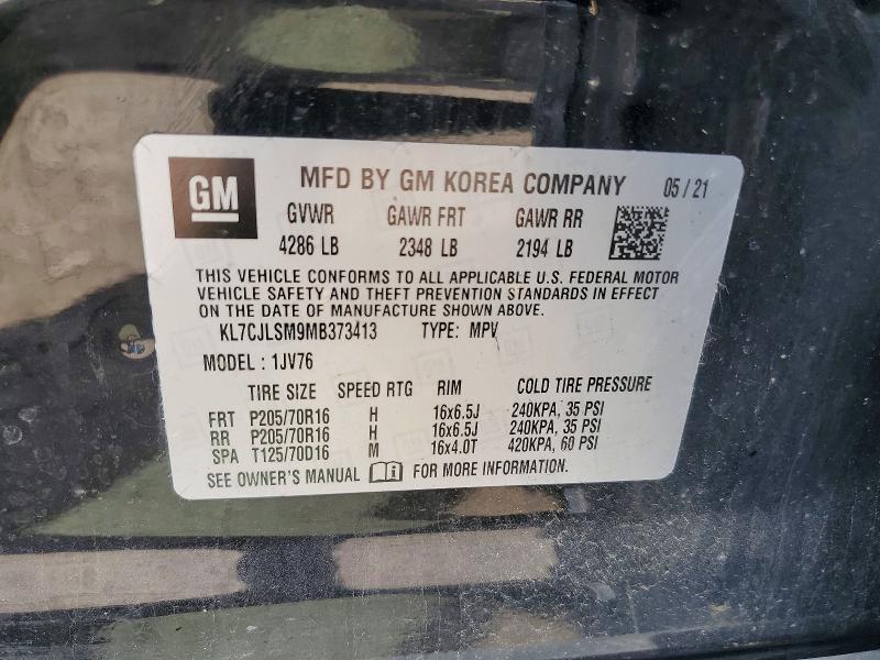 Продаж на аукціоні авто 2021 Chevrolet Trax, vin: KL7CJLSM9MB373413, номер лоту: 54433876